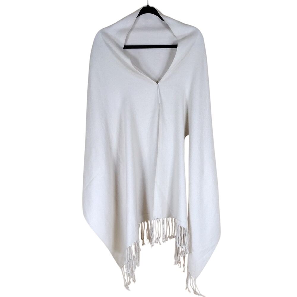 White Women’s Shawl Scarf Cream Beige Fringe Boho Flowy Casual Fall Layering